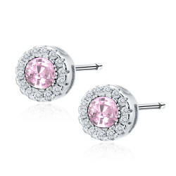 Cercei argint cu piatra roz DiAmanti Z1128E_LP-DIA (Argint 925‰ 1,4 g.)